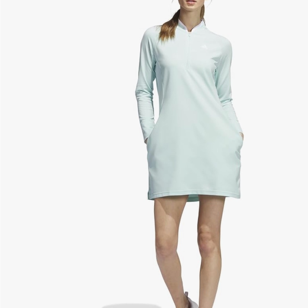 Adidas Green Long Sleeve Mock Neck Dress